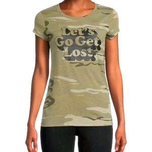 Wound Up NWT Junior Plus "Let's Go Get Lost" Camo Short Sleeve Graphic Tee 780